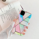 Rainbow Case for iPhone 14 13 12 11 Pro Max XR XS Marble Phone Shockproof Cover Silicone - For iphone 12Mini