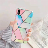 Rainbow Case for iPhone 14 13 12 11 Pro Max XR XS Marble Phone Shockproof Cover Silicone - For iphone 12Mini