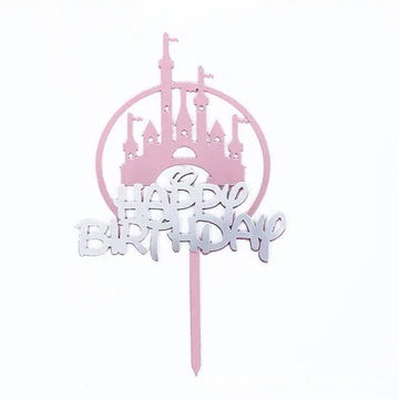 Up to 20pcs Princess Cake Topper Castle Cupcake Party Birthday Supplies Pink - 1pc