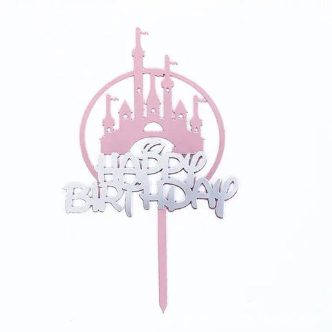 Up to 20pcs Princess Cake Topper Castle Cupcake Party Birthday Supplies Pink - 1pc