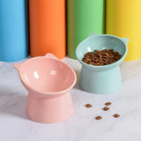 Elevated Pet Bowl Cat Dog Feeder Food Water High-Foot Anti Vomiting Tilted Bowl - Green