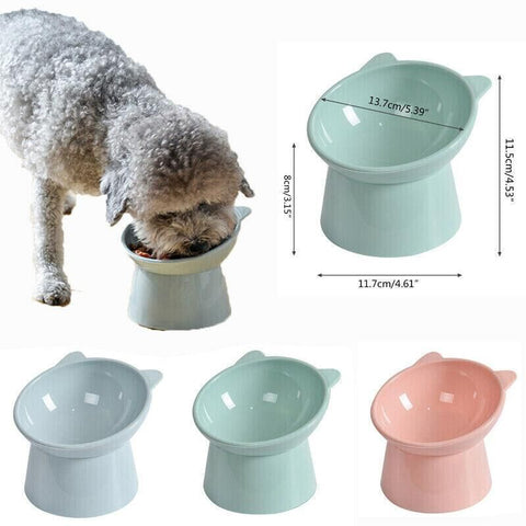 Elevated Pet Bowl Cat Dog Feeder Food Water High-Foot Anti Vomiting Tilted Bowl - Green