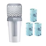 Cat Litter Scoop Integrated Detachable Shovel Holder Poop Pet Sifter Cleaning - 2 Roll Garbage Bags