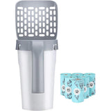 Cat Litter Scoop Integrated Detachable Shovel Holder Poop Pet Sifter Cleaning - 2 Roll Garbage Bags