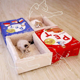 Rectangular Cookie Box Pet Bed for Cats Dogs Cat Bed Kitten Puppy Soft Pet House - Red M