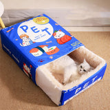 Rectangular Cookie Box Pet Bed for Cats Dogs Cat Bed Kitten Puppy Soft Pet House - Red M