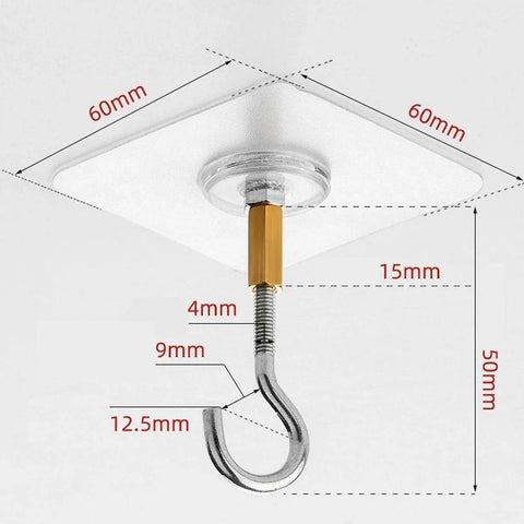 12 PCS Heavy Duty Self Adhesive Hooks Stainless Steel Ceiling Hooks for Home - Closed