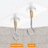 12 PCS Heavy Duty Self Adhesive Hooks Stainless Steel Ceiling Hooks for Home - Closed