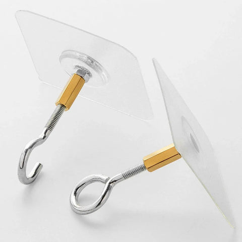 12 PCS Heavy Duty Self Adhesive Hooks Stainless Steel Ceiling Hooks for Home - Closed