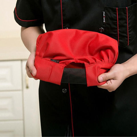 Adjustable Chef Cap with Elastic Band for Kitchen Cooking Baking Catering Use - White