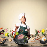 Adjustable Chef Cap with Elastic Band for Kitchen Cooking Baking Catering Use - White
