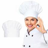 Adjustable Chef Cap with Elastic Band for Kitchen Cooking Baking Catering Use - White