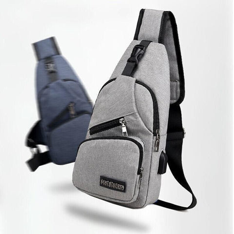 Durable Mens Chest Bag Shoulder Backpack Man Sling Cross Body Satchel Travel Bag - Black