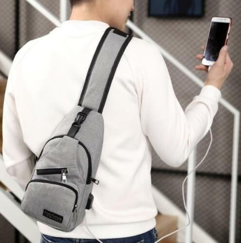 Durable Mens Chest Bag Shoulder Backpack Man Sling Cross Body Satchel Travel Bag - Blue