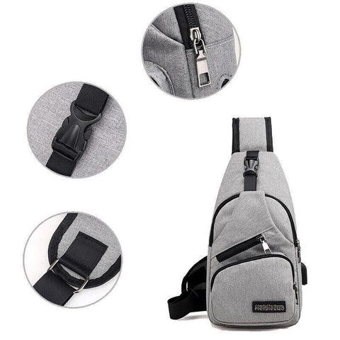 Durable Mens Chest Bag Shoulder Backpack Man Sling Cross Body Satchel Travel Bag - Blue