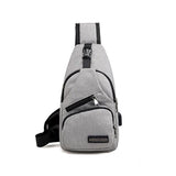 Durable Mens Chest Bag Shoulder Backpack Man Sling Cross Body Satchel Travel Bag - Grey