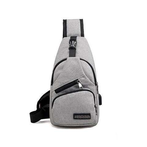 Durable Mens Chest Bag Shoulder Backpack Man Sling Cross Body Satchel Travel Bag - Grey