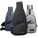 Durable Mens Chest Bag Shoulder Backpack Man Sling Cross Body Satchel Travel Bag - Grey
