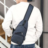 Durable Mens Chest Bag Shoulder Backpack Man Sling Cross Body Satchel Travel Bag - Grey