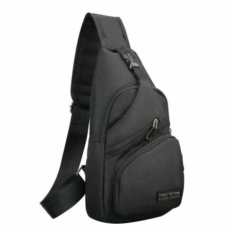 Durable Mens Chest Bag Shoulder Backpack Man Sling Cross Body Satchel Travel Bag - Grey