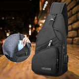 Durable Mens Chest Bag Shoulder Backpack Man Sling Cross Body Satchel Travel Bag - Grey