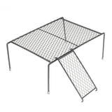Metal Iron Chicken Feeding Ladder Grid Shelving Landscaping Platform Supplies - Black-L