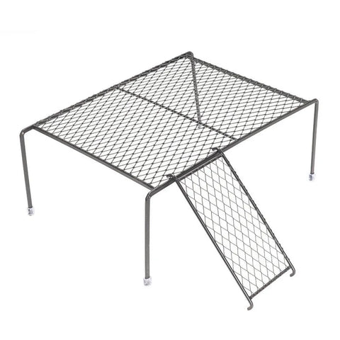Metal Iron Chicken Feeding Ladder Grid Shelving Landscaping Platform Supplies - Black-L