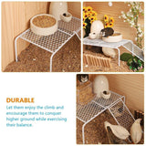 Metal Iron Chicken Feeding Ladder Grid Shelving Landscaping Platform Supplies - Black-L