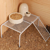 Metal Iron Chicken Feeding Ladder Grid Shelving Landscaping Platform Supplies - White-L