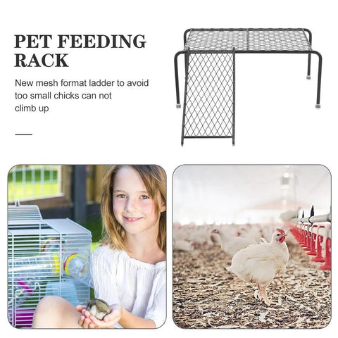 Metal Iron Chicken Feeding Ladder Grid Shelving Landscaping Platform Supplies - White-L