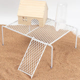 Metal Iron Chicken Feeding Ladder Grid Shelving Landscaping Platform Supplies - White-L