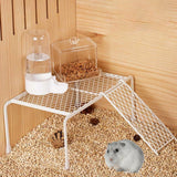 Metal Iron Chicken Feeding Ladder Grid Shelving Landscaping Platform Supplies - White-L