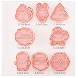 8PCS Christmas Cookie Cutter Set 3D Biscuit Moulds for Baking Fondant Pastry
