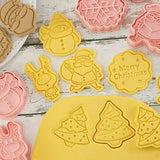 8PCS Christmas Cookie Cutter Set 3D Biscuit Moulds for Baking Fondant Pastry