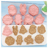 8PCS Christmas Cookie Cutter Set 3D Biscuit Moulds for Baking Fondant Pastry