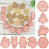 8PCS Christmas Cookie Cutter Set 3D Biscuit Moulds for Baking Fondant Pastry