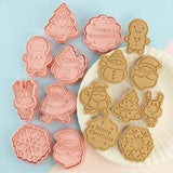 8PCS Christmas Cookie Cutter Set 3D Biscuit Moulds for Baking Fondant Pastry