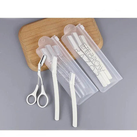 3Pcs Eyebrow Razor Set Facial Hair Remover Dermaplaning Shaving Tool Kit - Clear eyebrow*2+ Scissor comb