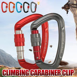 25KN Screwgate Locking Rock Climbing Carabiner Clip Aluminum D Ring Hook Buckle - Blue