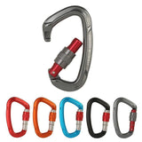 25KN Screwgate Locking Rock Climbing Carabiner Clip Aluminum D Ring Hook Buckle - Blue
