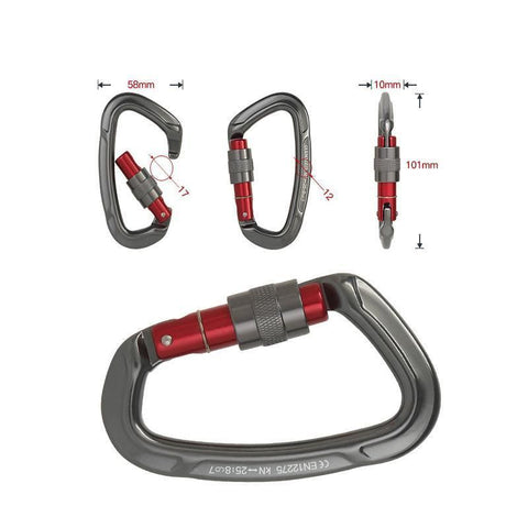 25KN Screwgate Locking Rock Climbing Carabiner Clip Aluminum D Ring Hook Buckle - Blue