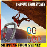 25KN Screwgate Locking Rock Climbing Carabiner Clip Aluminum D Ring Hook Buckle - Blue