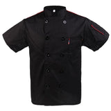 Black Unisex Mesh Sleeve Chef Coat Jacket Restaurant Hotel Cook Short Uniform - XL