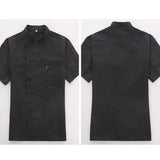 Black Unisex Mesh Sleeve Chef Coat Jacket Restaurant Hotel Cook Short Uniform - XL