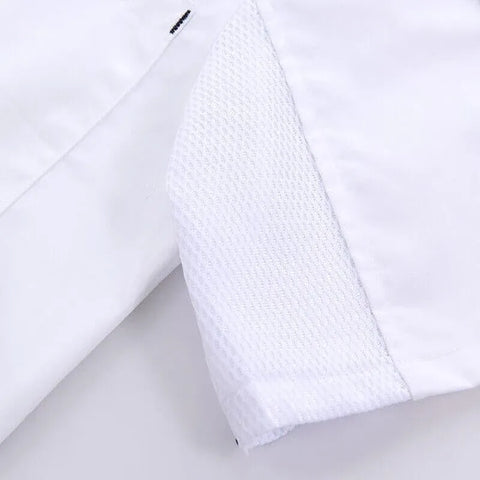 Black Unisex Mesh Sleeve Chef Coat Jacket Restaurant Hotel Cook Short Uniform - XL