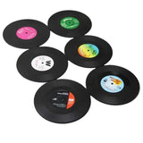 6PCS Retro Vinyl Record Drink Coasters Set - Round ABS Cup Mats for Home or Bar