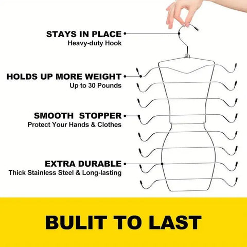 2pcs 8 Tier Metal Clothes Hanger Underwear Storage Organizer Stainless Steel