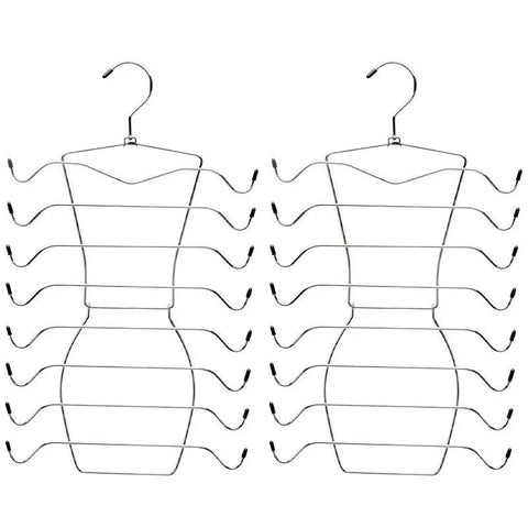 2pcs 8 Tier Metal Clothes Hanger Underwear Storage Organizer Stainless Steel