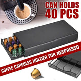 Coffee Pod Holder Drawer for Nespresso - 40 Capsules Storage Rack Stand