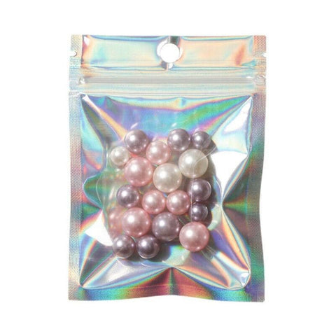 100/200X Iridescent Zip Bags for Food Storage & Holographic Makeup Pouch - 7*10cm 200PCS